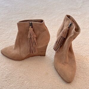 Nine West Suede Tassel Ankle Wedge Boots-Only worn three times